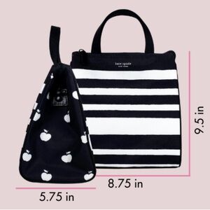 Kate Spade Lunch Bag, Thermal Tote with Insulated Interior Lining Black / white
